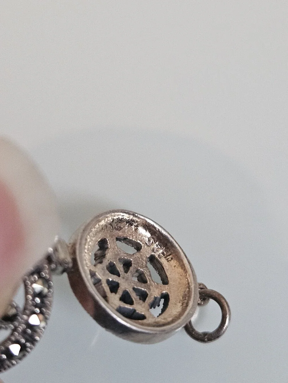 Sterling Silver Marcasite Round Open Work Vintage 925 Bracelet 7